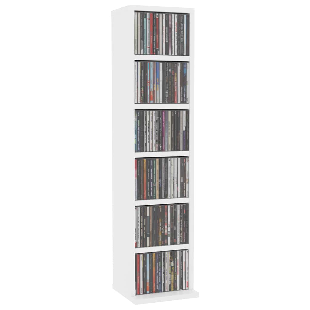 cd-reol 21x20x88 cm konstrueret træ hvid