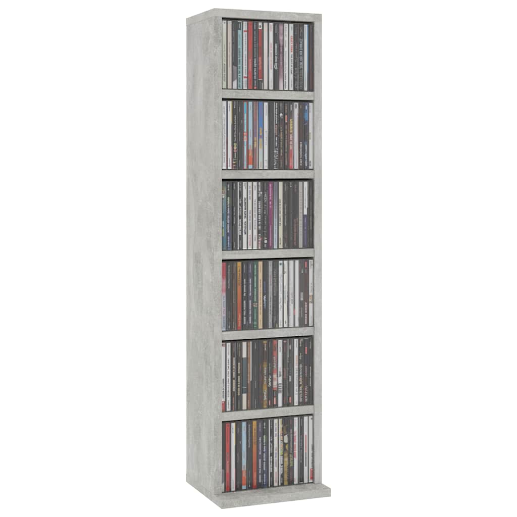cd-reol 21x20x88 cm konstrueret træ betongrå