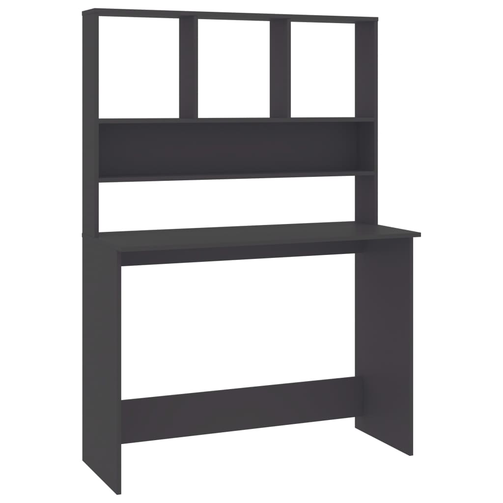 skrivebord m. hylder 110x45x157 cm konstrueret træ grå