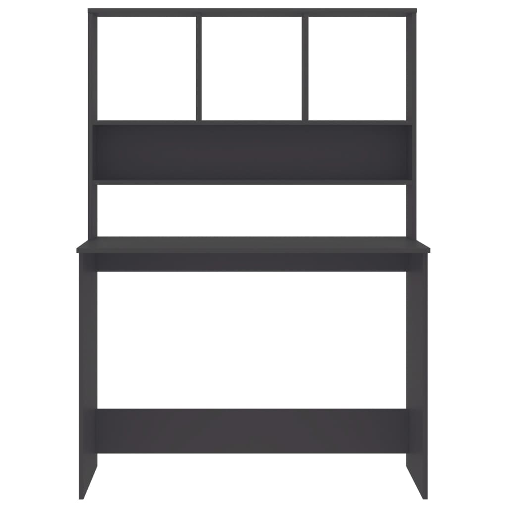 skrivebord m. hylder 110x45x157 cm konstrueret træ grå