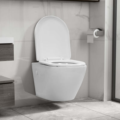 væghængt toilet uden kant keramik hvid