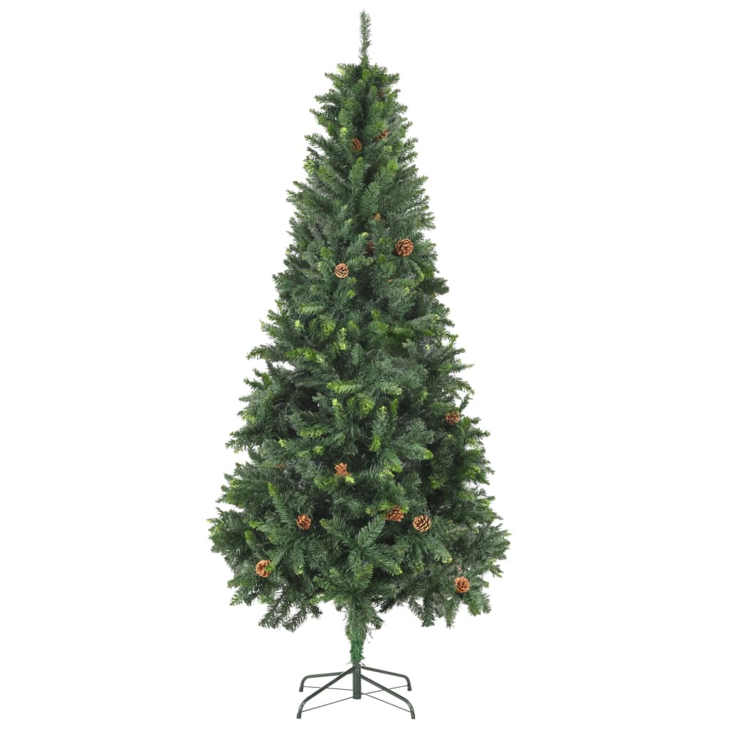 kunstigt juletræ med grankogler 210 cm grøn