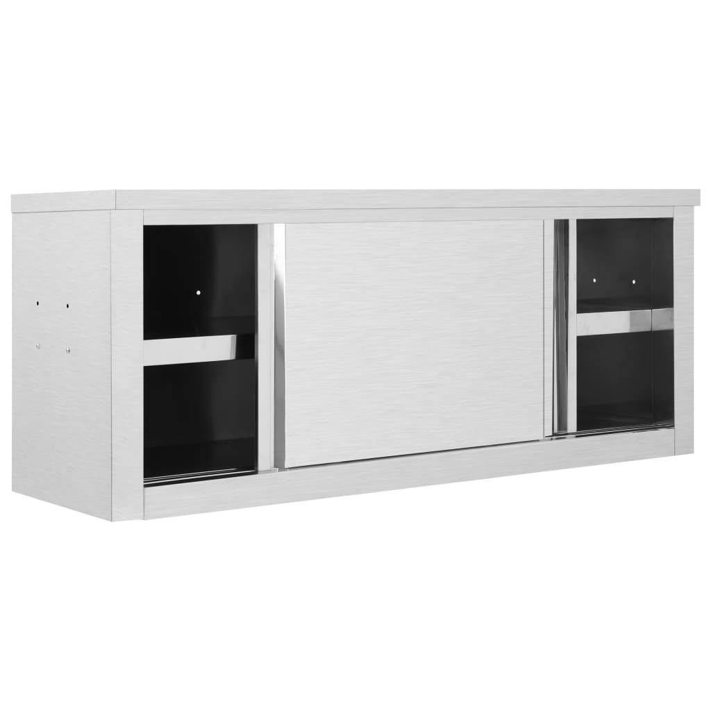 køkkenskab m. skydelåge væghængt 120 x 40 x 50 cm rustfrit stål
