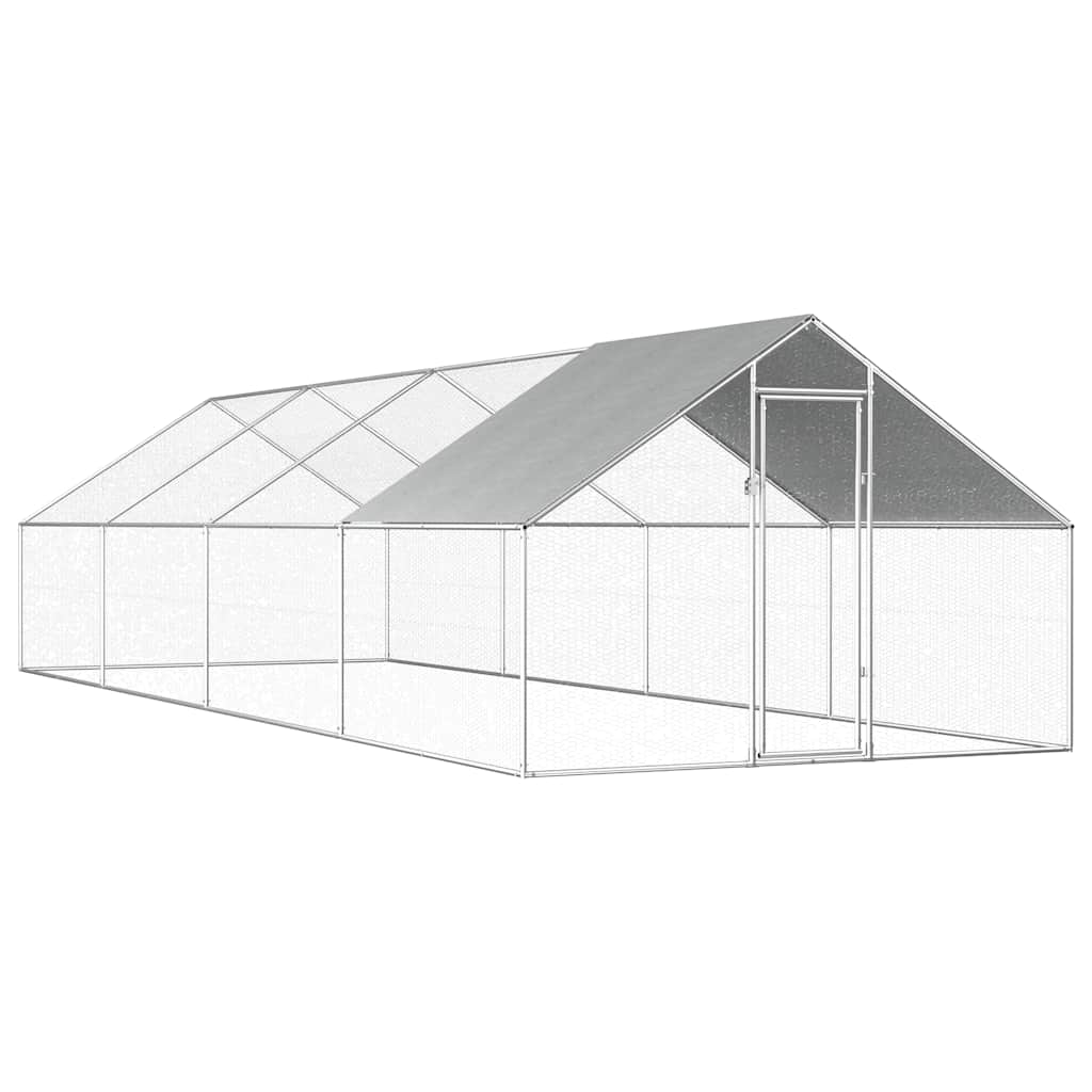 udendørs hønsebur 2,75x8x1,92 m galvaniseret stål