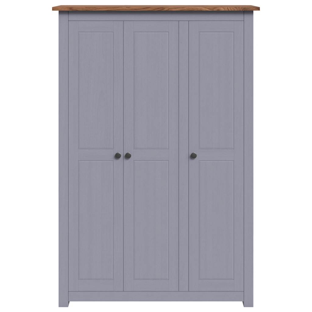 klædeskab med 3 låger 118 x 50 x 171,5 cm fyrretræ grå Panama