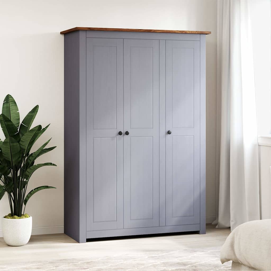 klædeskab med 3 låger 118 x 50 x 171,5 cm fyrretræ grå Panama