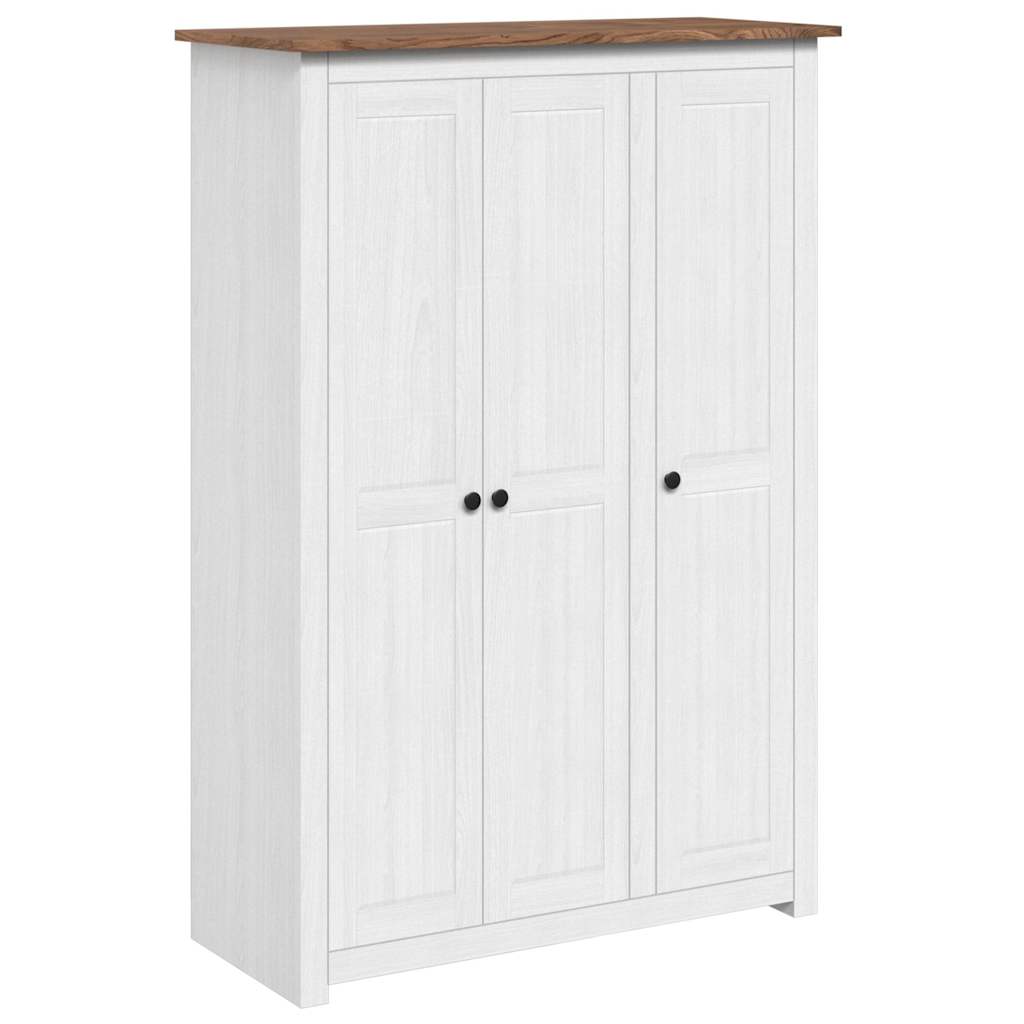 klædeskab med 3 låger 118 x 50 x 171,5 cm fyrretræ hvid Panama