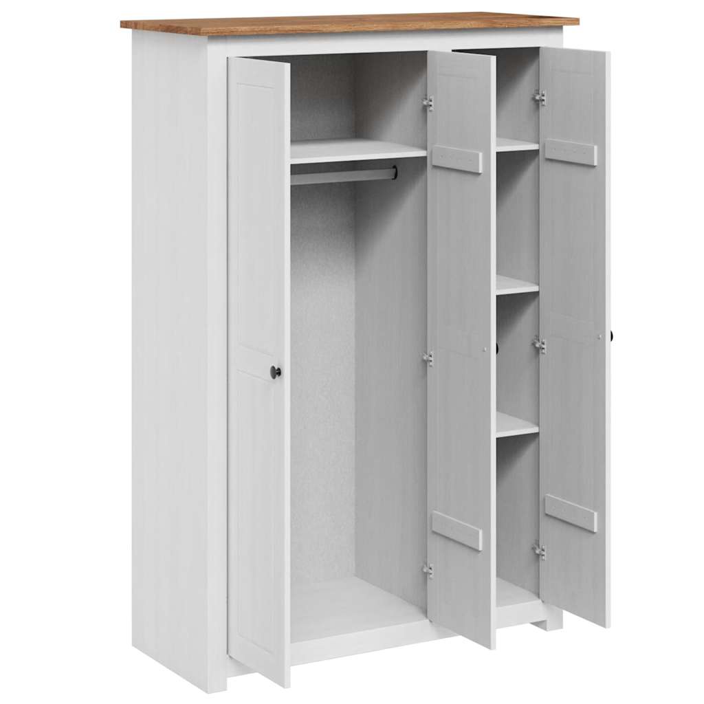 klædeskab med 3 låger 118 x 50 x 171,5 cm fyrretræ hvid Panama