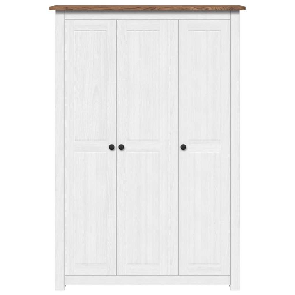 klædeskab med 3 låger 118 x 50 x 171,5 cm fyrretræ hvid Panama