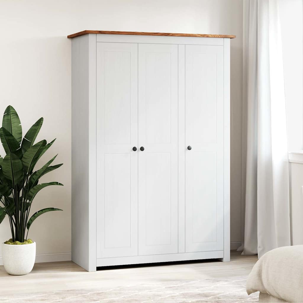 klædeskab med 3 låger 118 x 50 x 171,5 cm fyrretræ hvid Panama