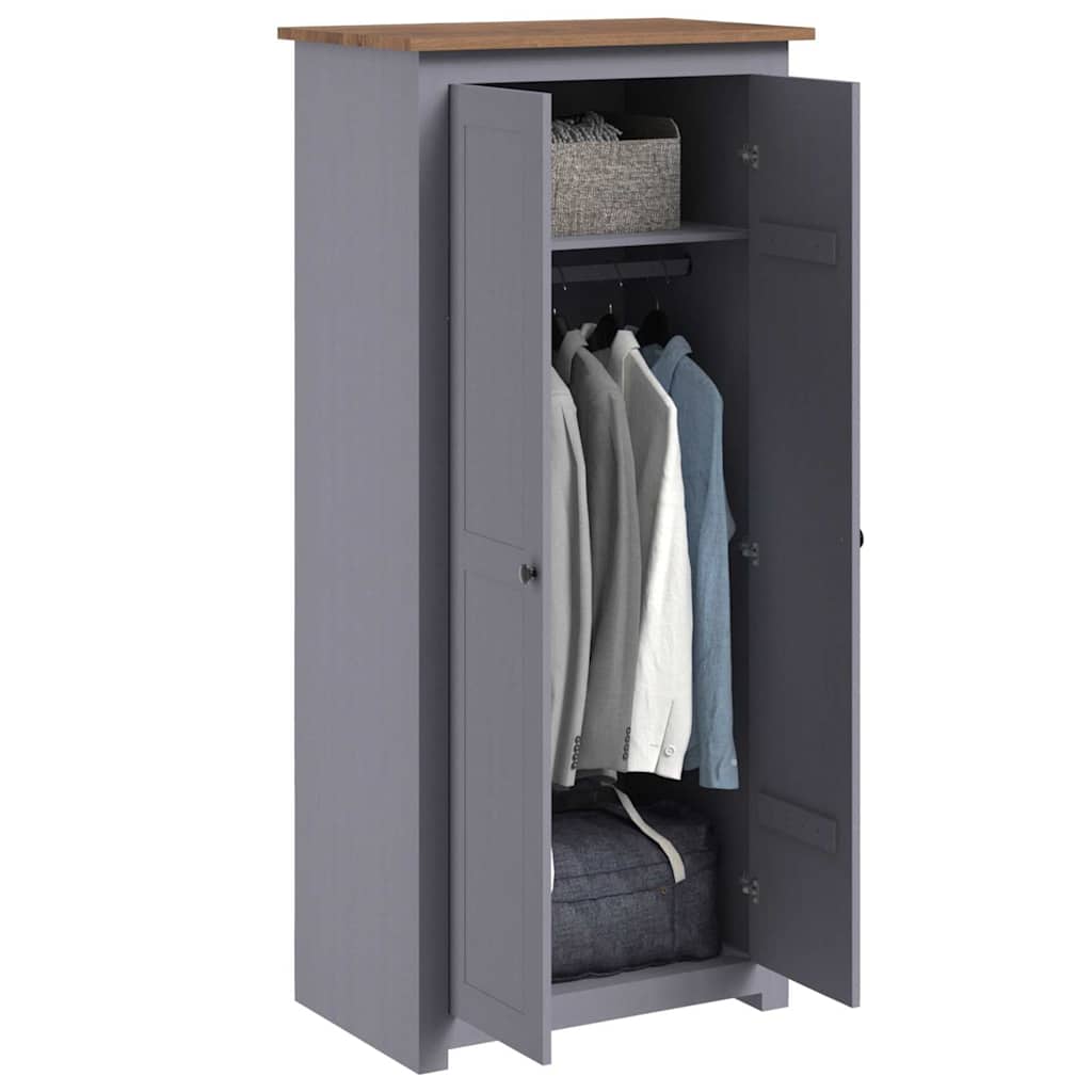 klædeskab Panama-serien 80x50x171,5 cm massivt fyrretræ grå