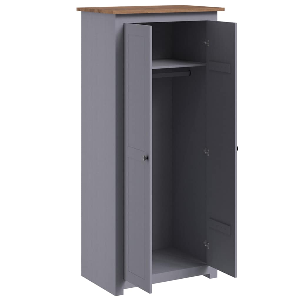 klædeskab Panama-serien 80x50x171,5 cm massivt fyrretræ grå