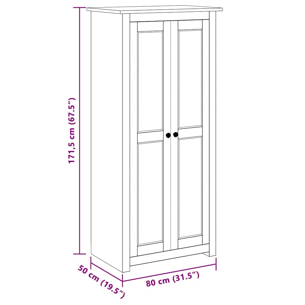klædeskab Panama-serien 80x50x171,5 cm massivt fyrretræ grå