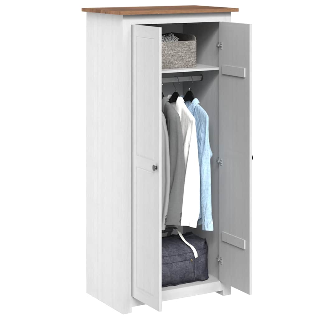 klædeskab Panama-serien 80x50x171,5 cm massivt fyrretræ hvid