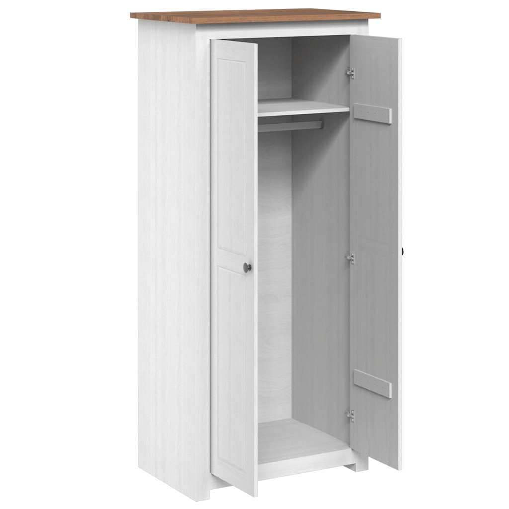 klædeskab Panama-serien 80x50x171,5 cm massivt fyrretræ hvid