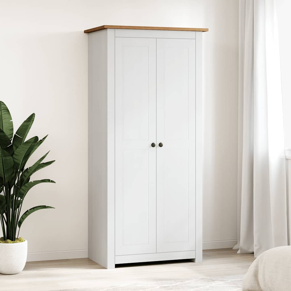 klædeskab Panama-serien 80x50x171,5 cm massivt fyrretræ hvid