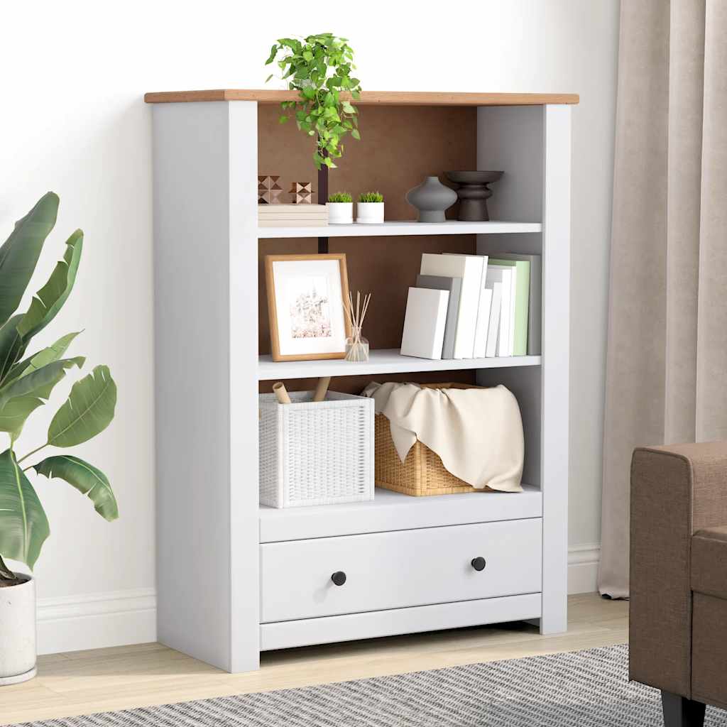 bogreol 80 x 35 x 100 cm massivt fyrretræ hvid Panama