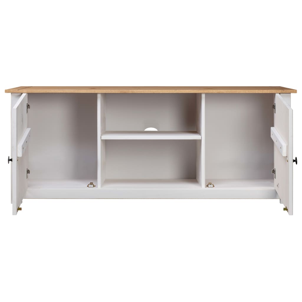 tv-bord Panama-serien 120x40x50 cm massivt fyrretræ hvid