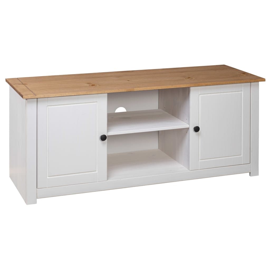 tv-bord Panama-serien 120x40x50 cm massivt fyrretræ hvid