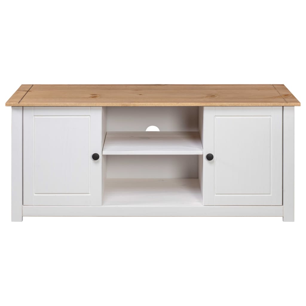 tv-bord Panama-serien 120x40x50 cm massivt fyrretræ hvid