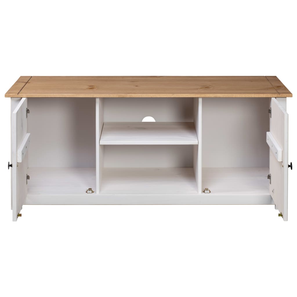 tv-bord Panama-serien 120x40x50 cm massivt fyrretræ hvid