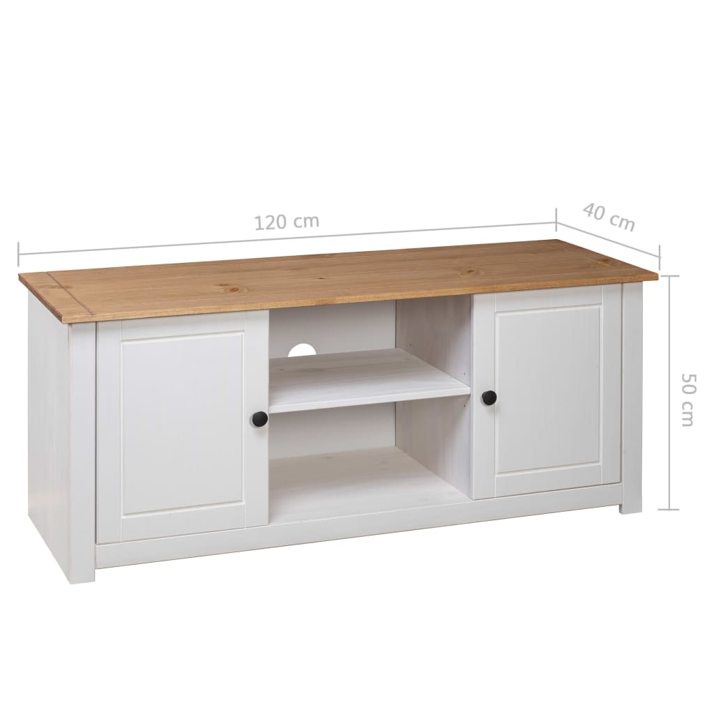 tv-bord Panama-serien 120x40x50 cm massivt fyrretræ hvid