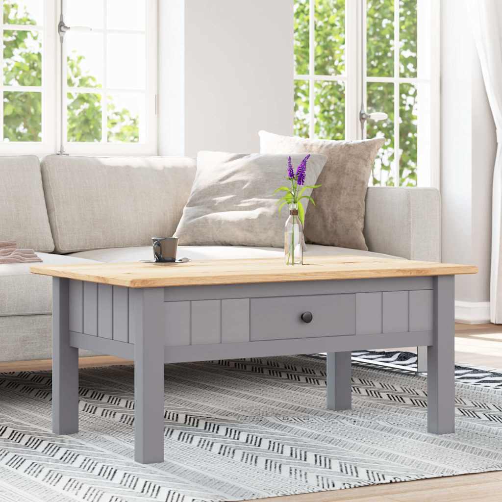 sofabord 100x60x43,5 cm massivt fyrretræ Panama grå