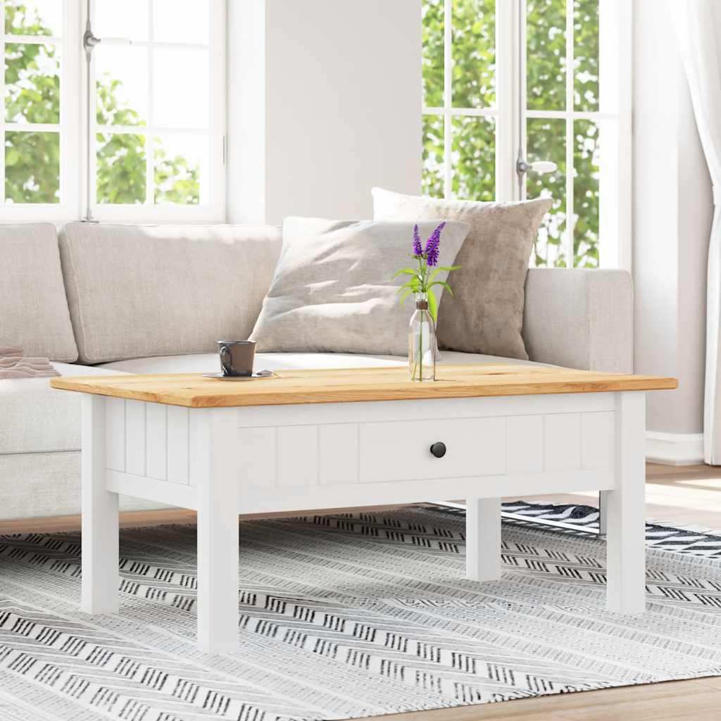 sofabord 100x60x43,5 cm massivt fyrretræ Panama hvid