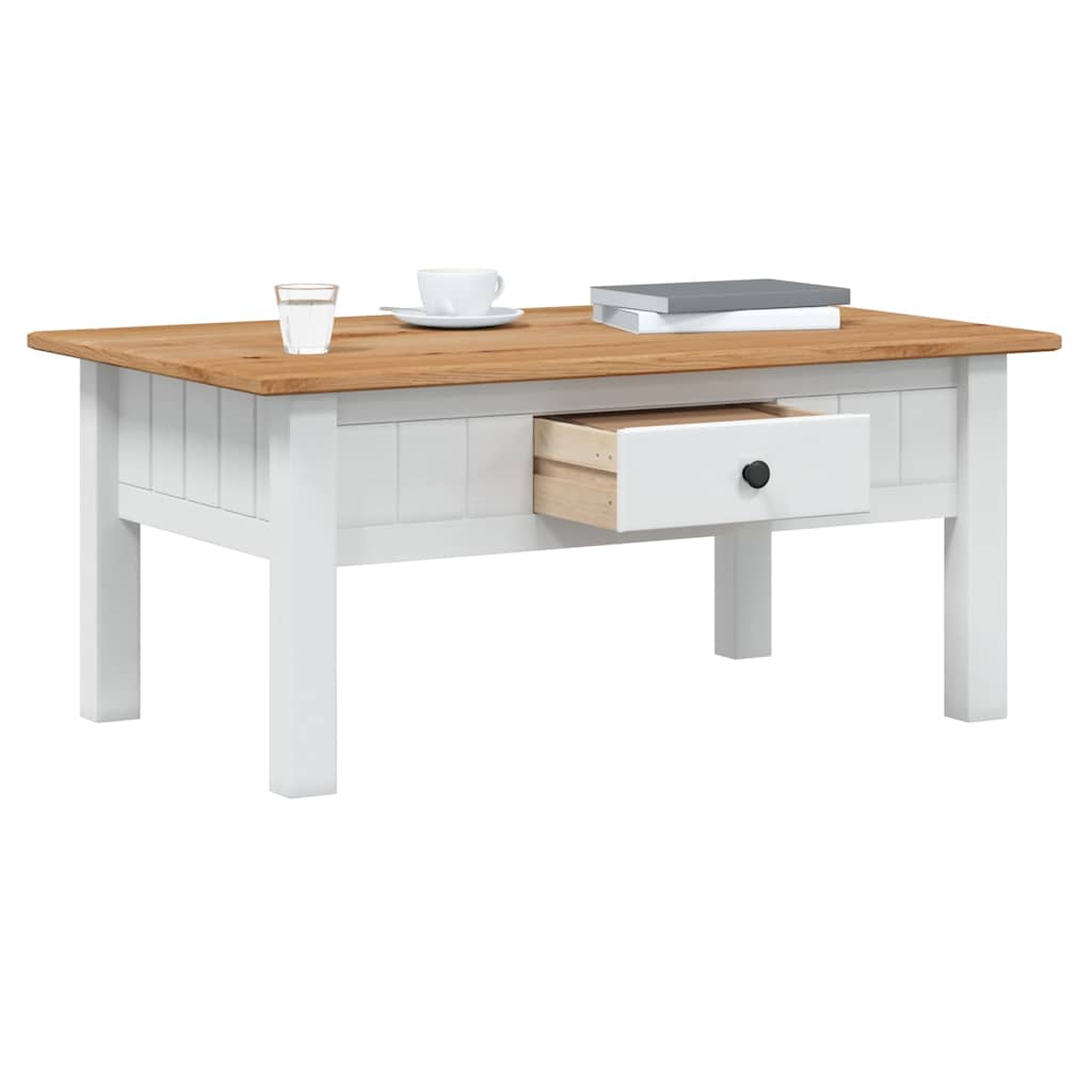 sofabord 100x60x43,5 cm massivt fyrretræ Panama hvid