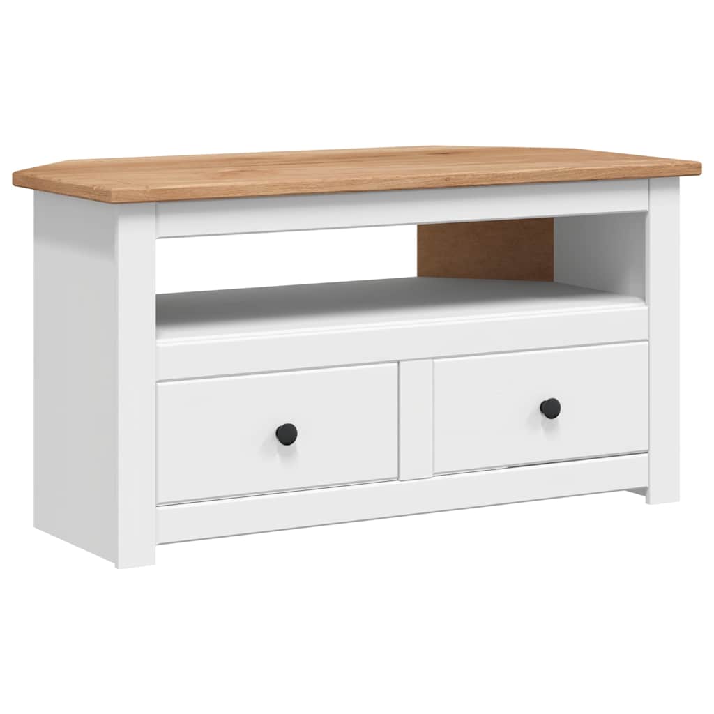tv-skænk 93 x 49 x 49 cm massivt fyrretræ Panama hvid