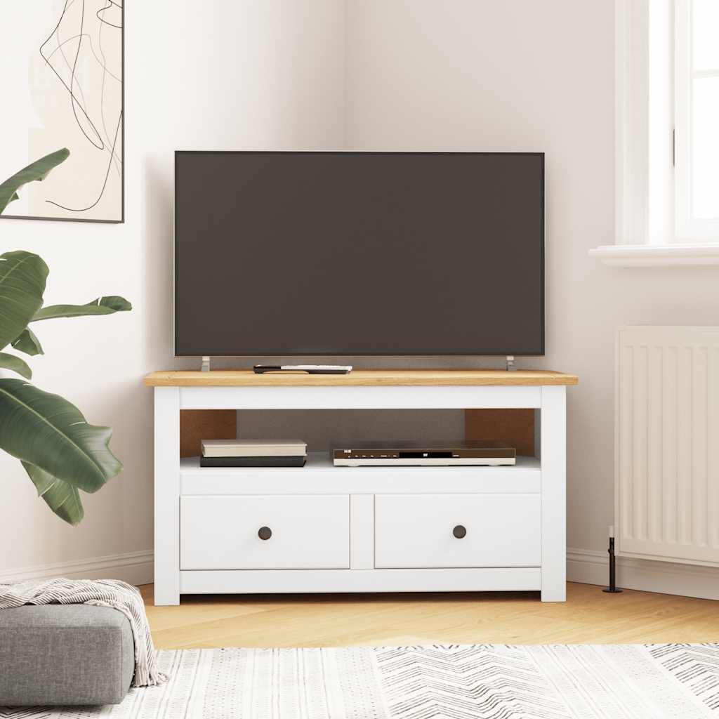 tv-skænk 93 x 49 x 49 cm massivt fyrretræ Panama hvid