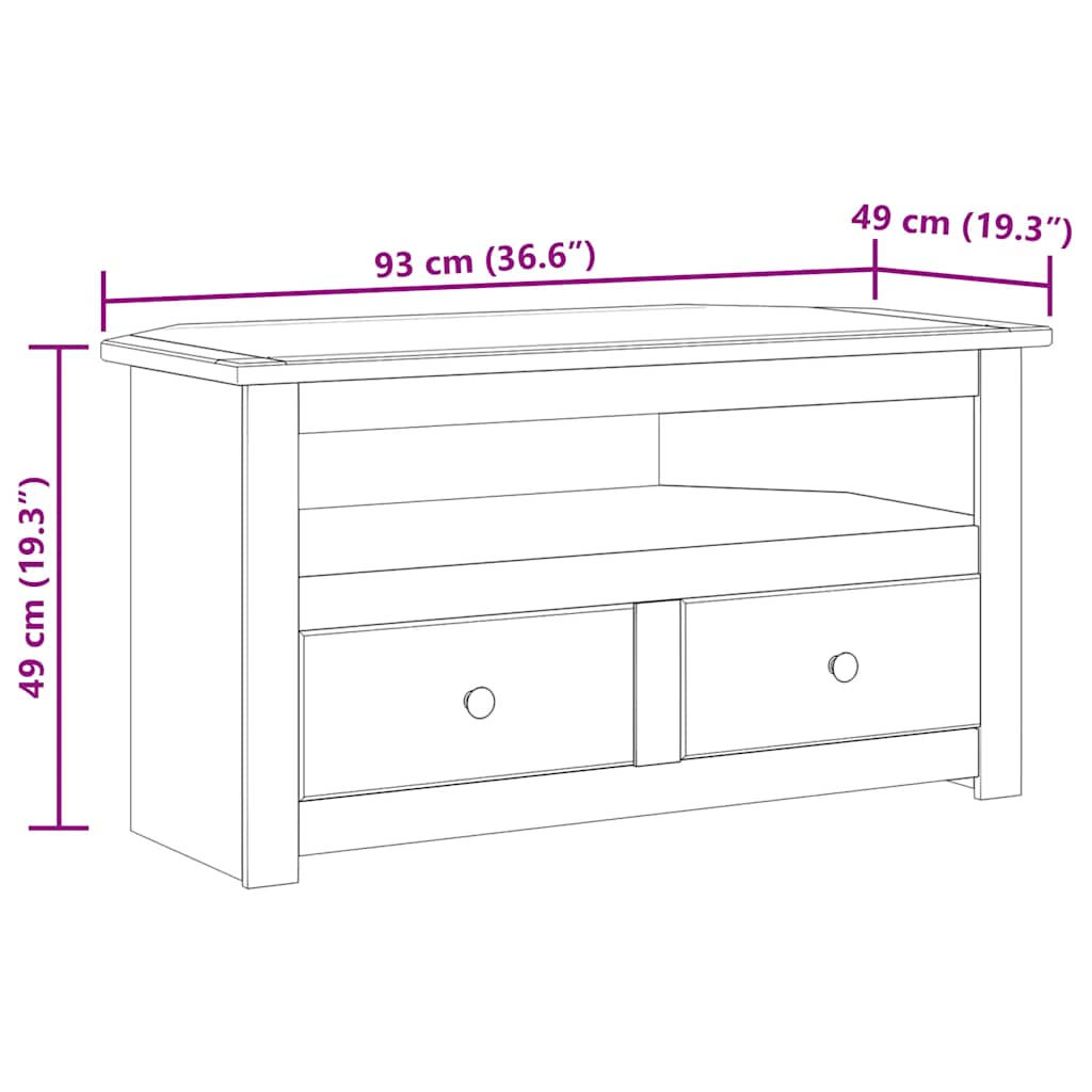 tv-skænk 93 x 49 x 49 cm massivt fyrretræ Panama hvid