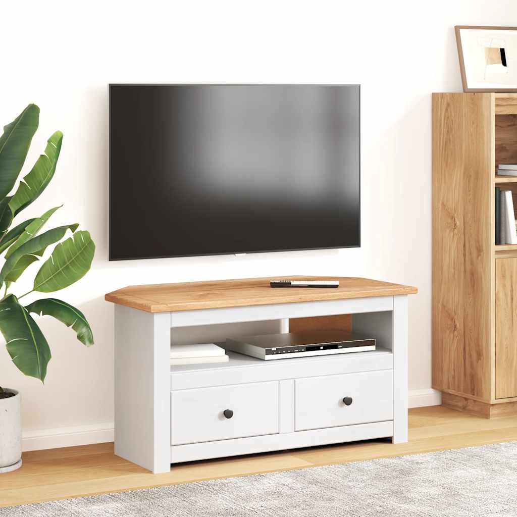 tv-skænk 93 x 49 x 49 cm massivt fyrretræ Panama hvid