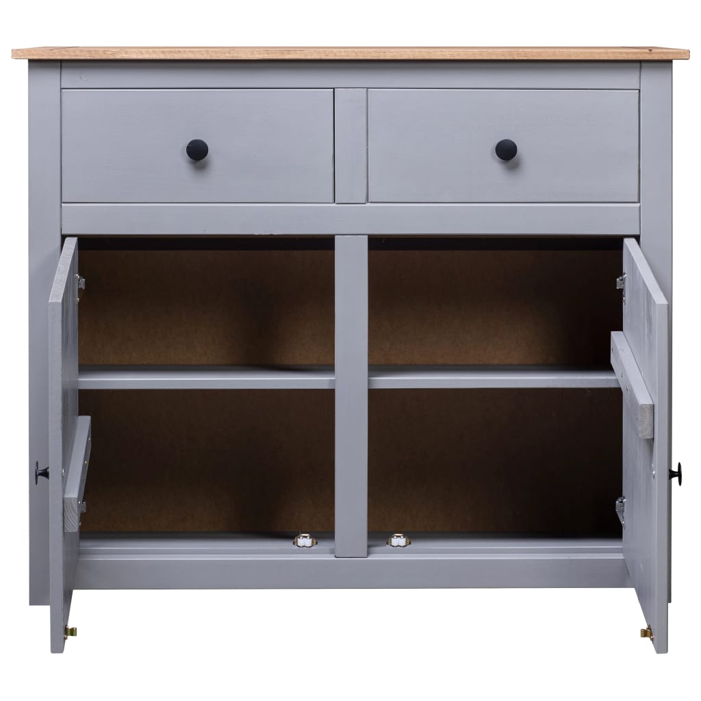 skænk Panama-serien 93x40x80 cm massivt fyrretræ grå