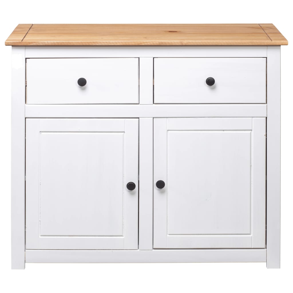 skænk Panama-serien 93x40x80 cm massivt fyrretræ hvid