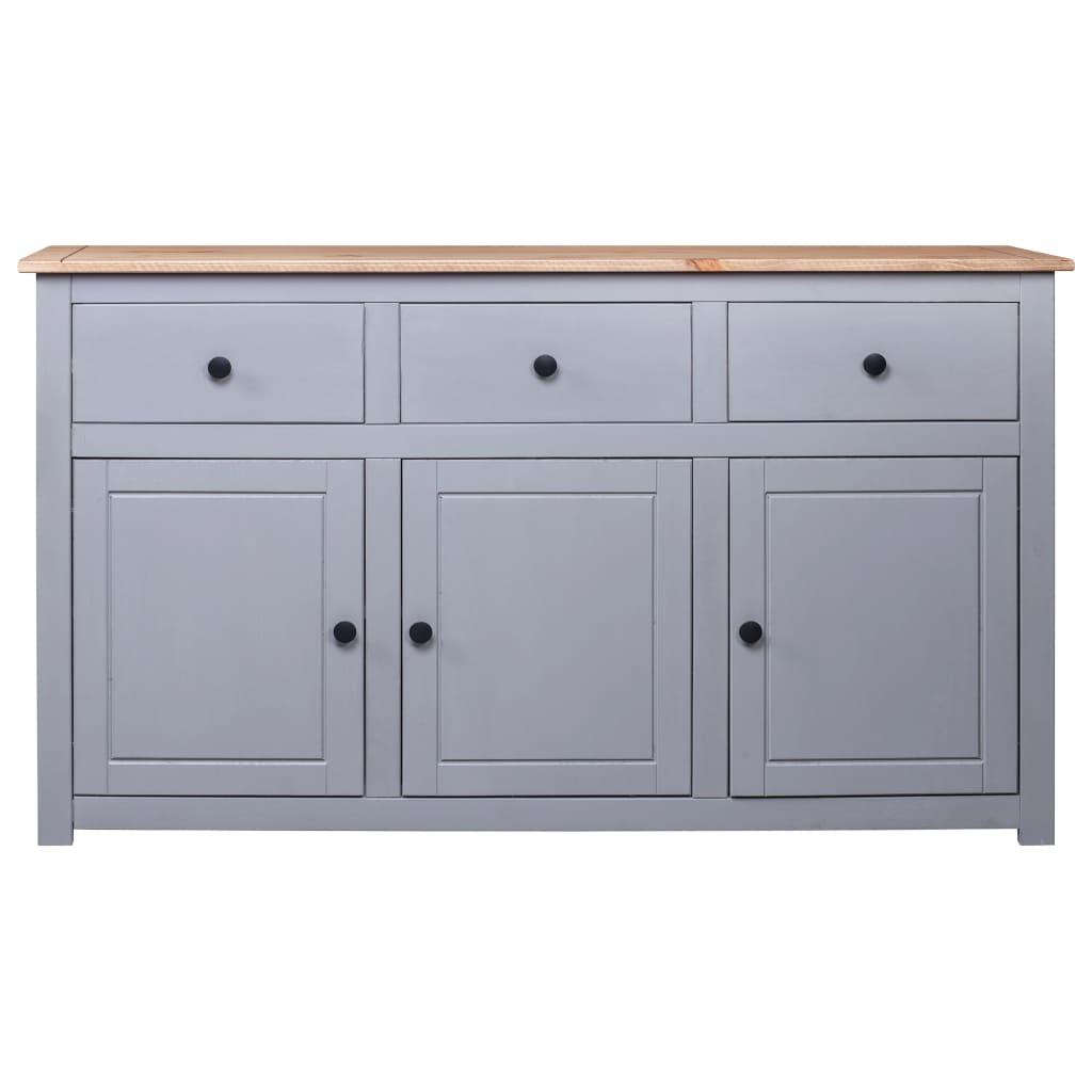 skænk Panama-serien 135x40x80 cm massivt fyrretræ grå