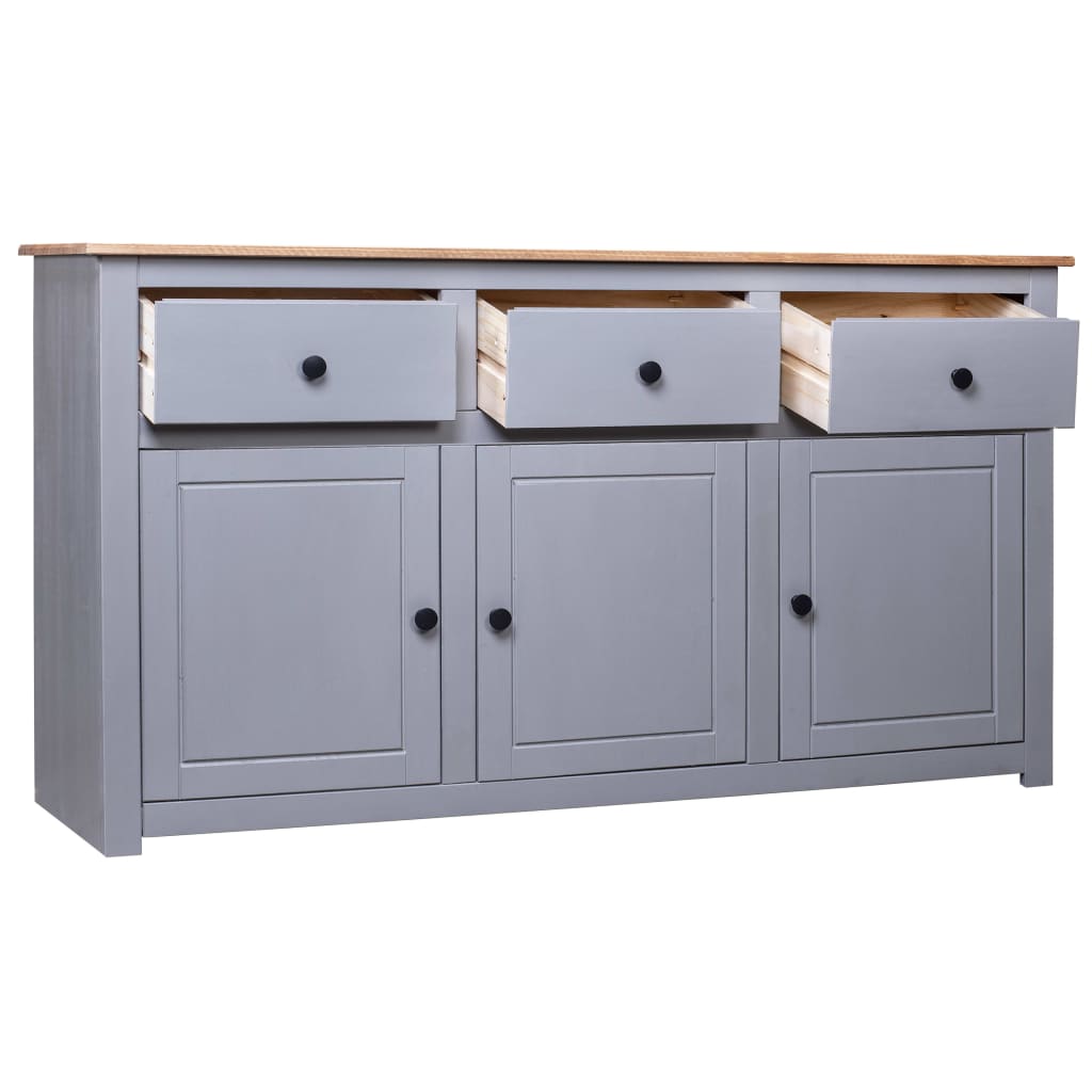 skænk Panama-serien 135x40x80 cm massivt fyrretræ grå