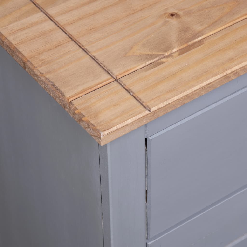 skænk Panama-serien 135x40x80 cm massivt fyrretræ grå