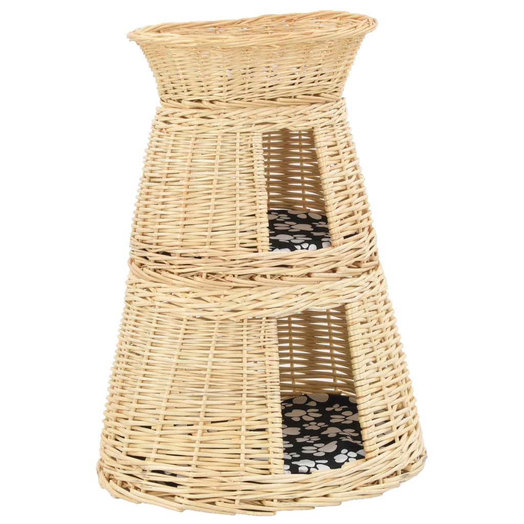 kattekurve med hynder 3 stk. 47 x 34 x 60 cm naturligt piletræ