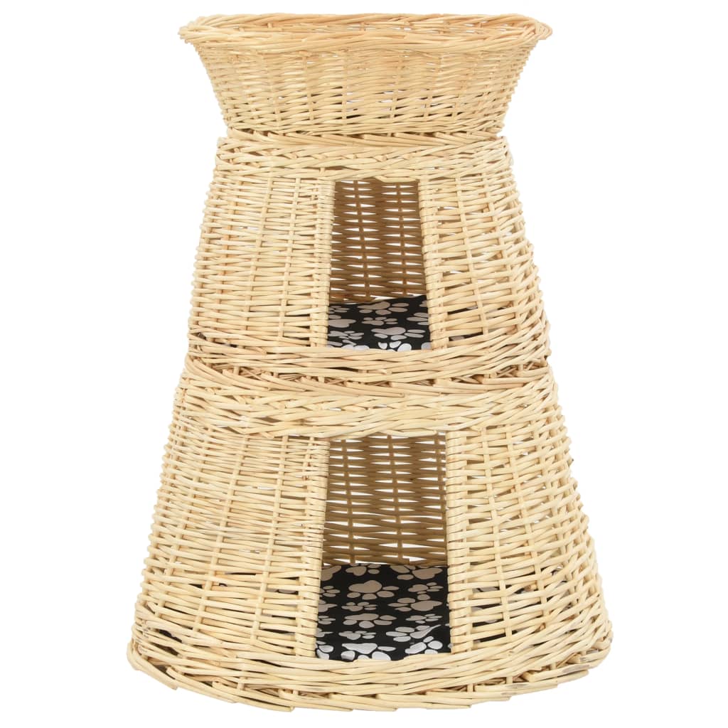 kattekurve med hynder 3 stk. 47 x 34 x 60 cm naturligt piletræ