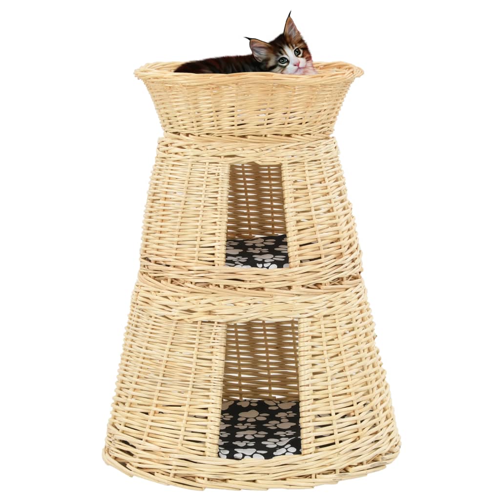 kattekurve med hynder 3 stk. 47 x 34 x 60 cm naturligt piletræ