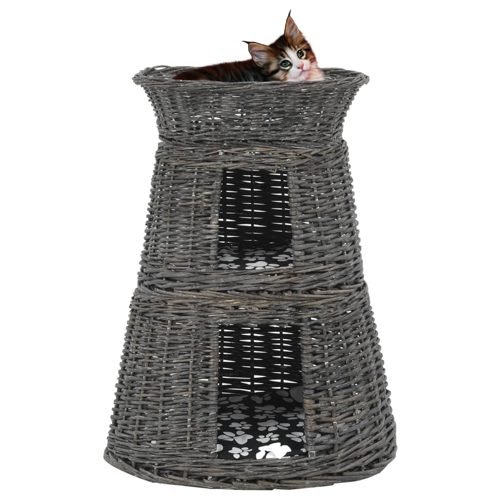 kattekurve hynder 3 stk. 47 x 34 x 60 cm naturligt piletræ grå