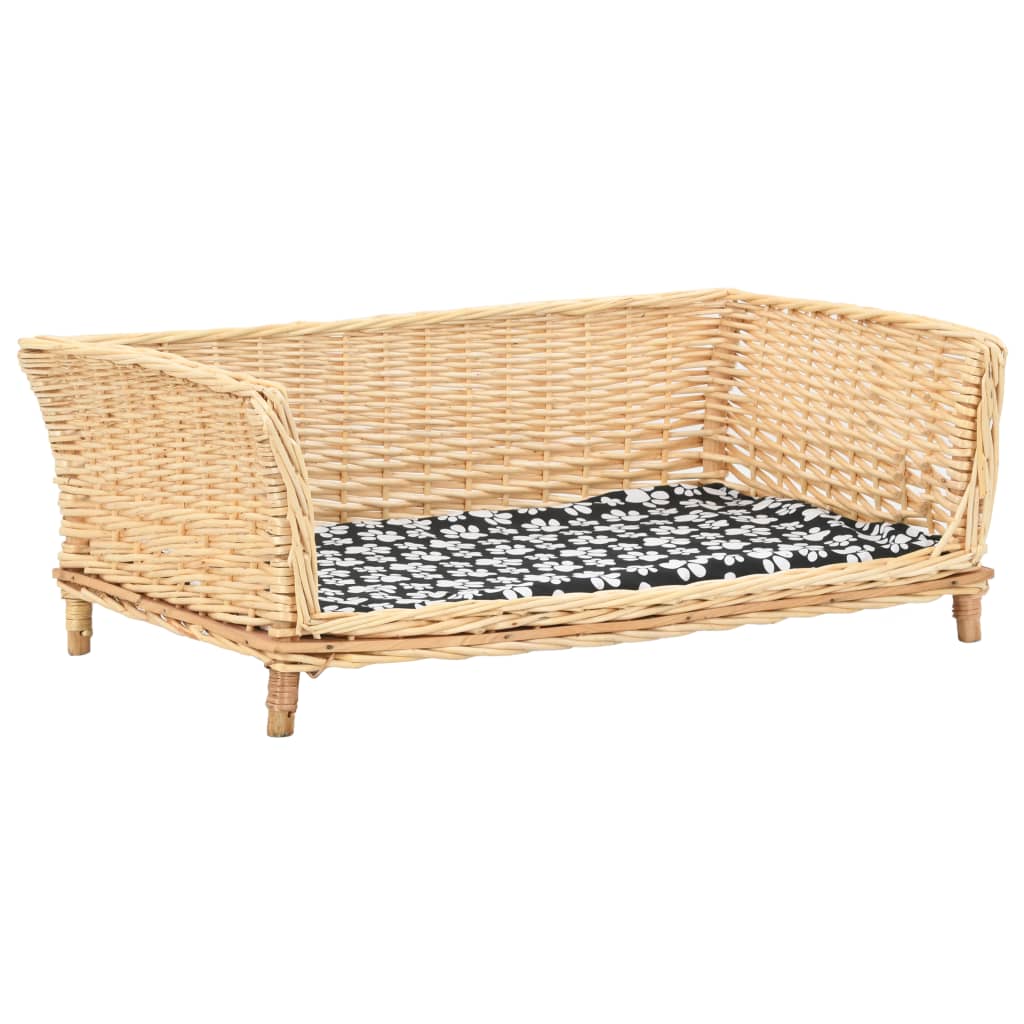 hundekurv med hynde 90 x 54 x 35 cm naturligt piletræ