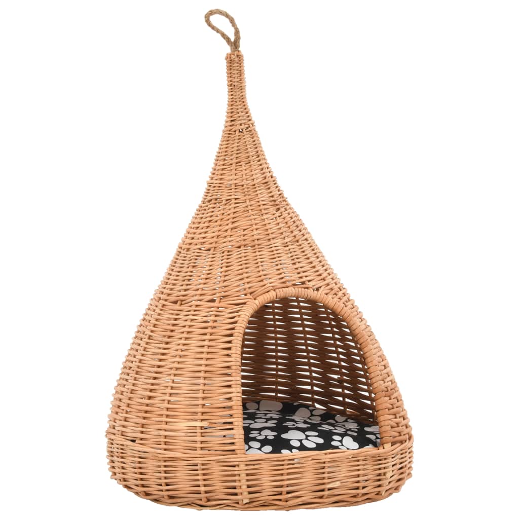 kattehus med hynde 40 x 60 cm tipifacon naturligt piletræ