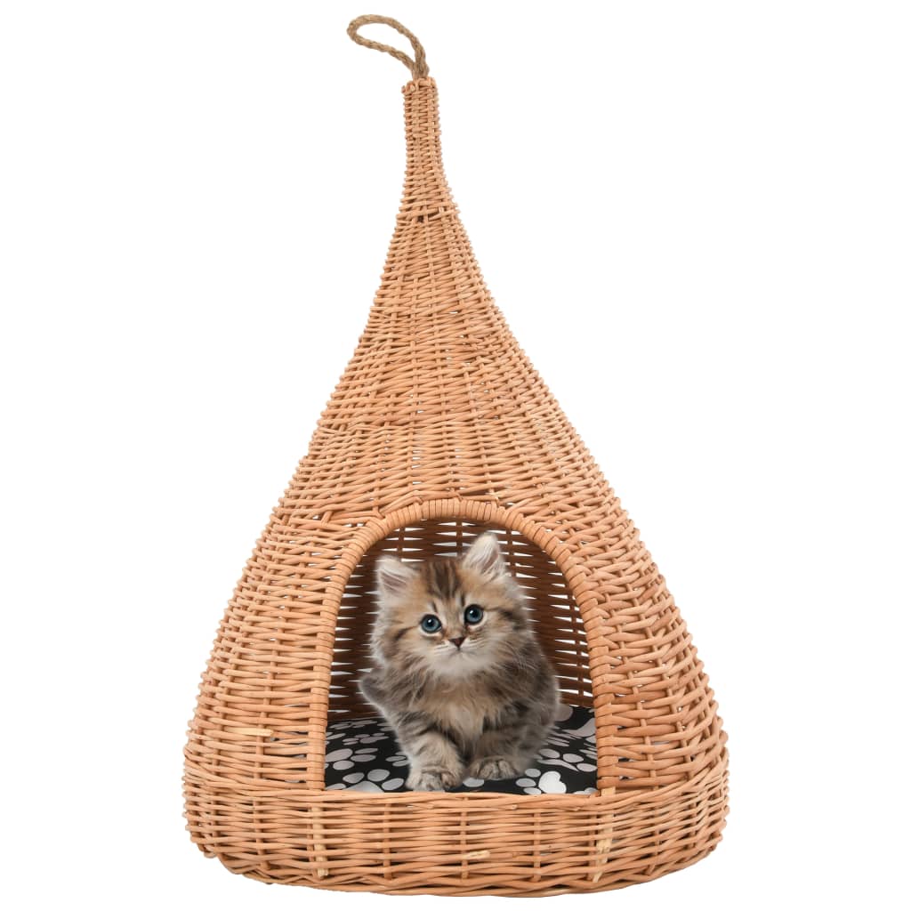 kattehus med hynde 40 x 60 cm tipifacon naturligt piletræ