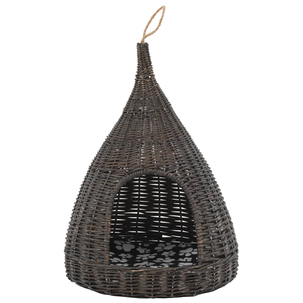 kattehus med hynde 40x60 cm tipi naturpil grå