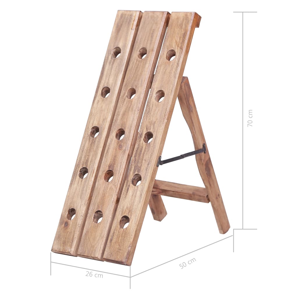 vinreol til 15 flasker 26x50x70 cm massivt mahognitræ