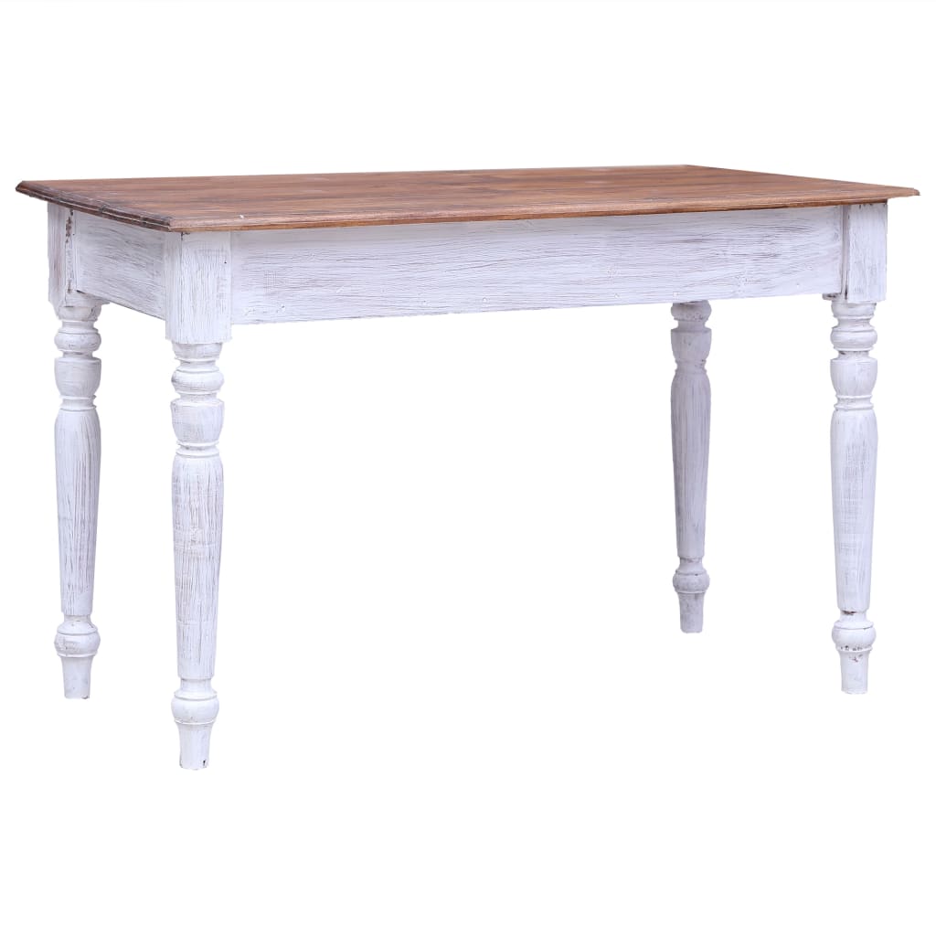 skrivebord med skuffer 117x57x75 cm massivt mahognitræ hvid