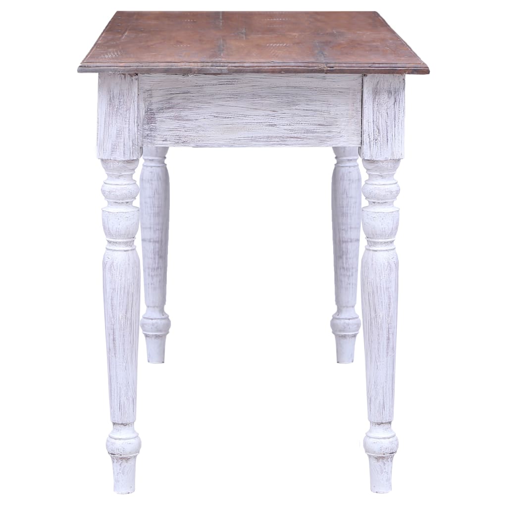 skrivebord med skuffer 117x57x75 cm massivt mahognitræ hvid