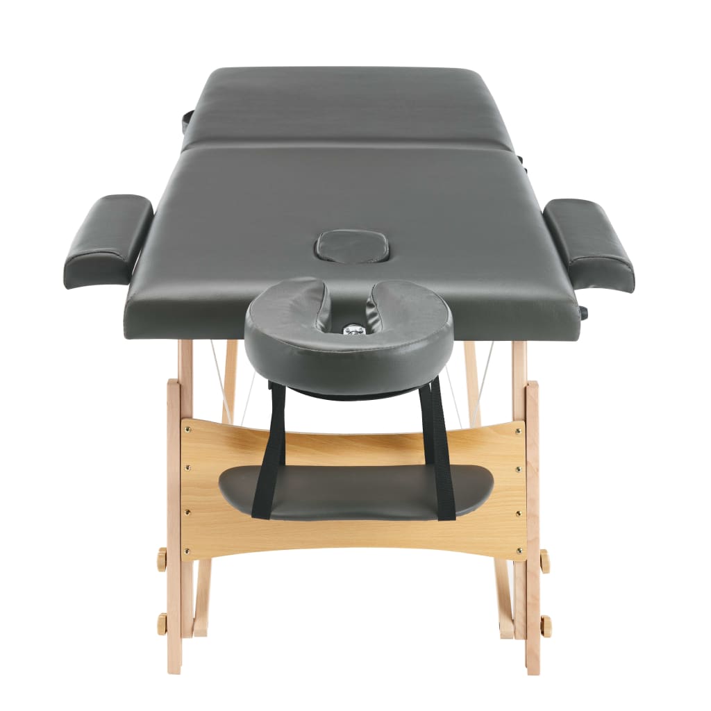 massagebord med 2 zoner træstel antracitgrå 186 x 68 cm